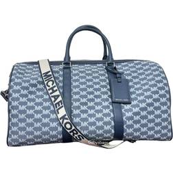 Michael Kors cooper navy signature jacquard canvas duffle travel luggage bag