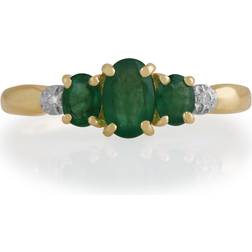 Gemondo Classic Oval Emerald & Diamond Trilogy Ring in 9ct Yellow Gold