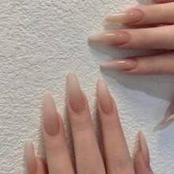 Shein Long Almond Ombre Fake Nail Tape Kit - Multicolor