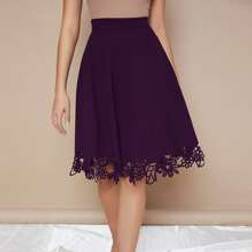 Shein Zipper Side Laser Cut Hem Skirt