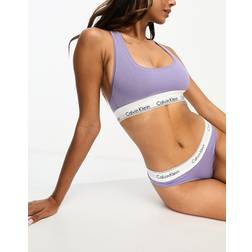 Calvin Klein Underwear Cotton-Blend Unlined Bralette Purple