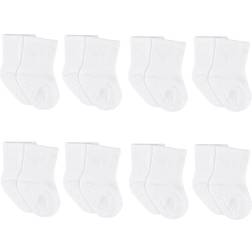 Gerber Baby 8pk Wiggle Proof Socks White 0-6M