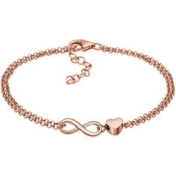 Elli Armband damer hjärta kärlek oändlighet oändlighet 925 sterlingsilver, 160, fasettslipning, Utan