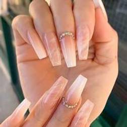 Shein Elevate Your Style With 24pcs Long Coffin Ombre Full Cover Nail Kit