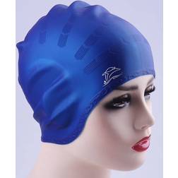 Shein 1pc Dolphin & Letter Graphic Silicone Swimming Cap