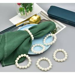 Shein Faux Pearl Decor Napkin Ring 4pcs