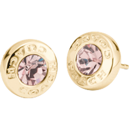 Coach Open Circle Stone Studs - Gold/Pink