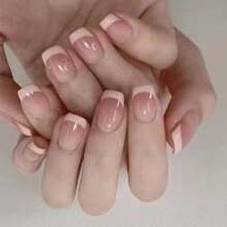 Shein Medium Square French Blush Fake Nail 1pc Nail File 1sheet - Nail Supplies