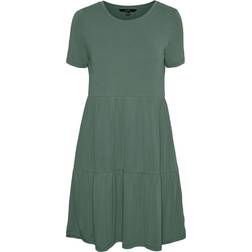 Vero Moda Filli Calia Short Sleeved Mini Dress - Green/Laurel Wreath