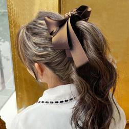 Shein Shiny Satin Ribbon Multi-Layer Bow Banana Clip