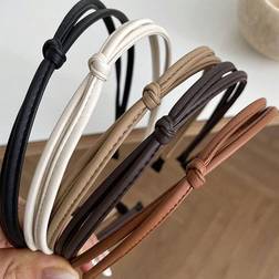 Shein 5pcs Solid Color Twist Faux Leather Headband
