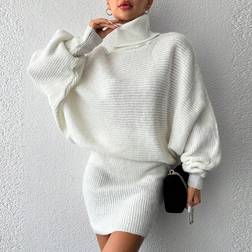 Shein Frenchy Turtleneck Batwing Sleeve Sweater & Knit Skirt