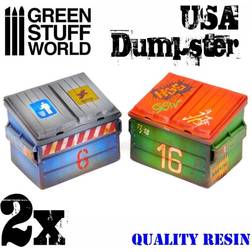 Green Stuff World Stuff World Amerikanische Müllcontainer Set Container USA Dumpster Resin