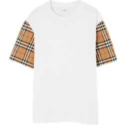 Burberry Check Sleeve T-shirt - White