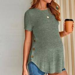 Shein Maternity Button Detail Curved Hem Tee