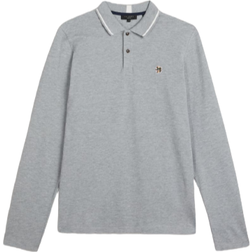 Ted Baker Fulhumm Long Sleeve Polo Shirt - Light Grey