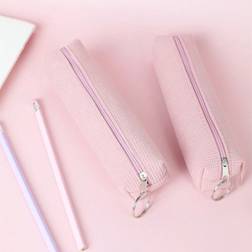 Shein 1pc Solid Color Textured Stationery Bag, Simple Portable Pen Bag For Student Stationery Organizer