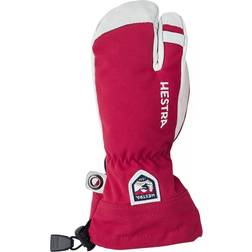 Hestra Kid's Army Leather Heli Ski 3 Finger Gloves - Red