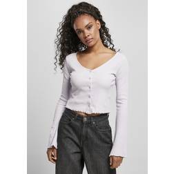 Urban Classics damen cardigan cropped rib cardigan softlilac