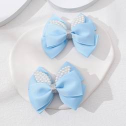 Shein 2pcs Toddler Girls Faux Pearl & Bow Hair Clip