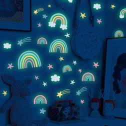 Shein Star & Cloud Design Glow In The Dark Wall Sticker