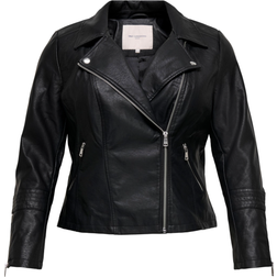 Only Emmy Curvy Biker Faux Leather Jacket - Black