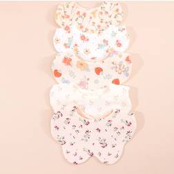 Shein 5pcs Baby Flower Pattern Breathable Bib For Summer