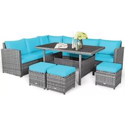 Costway 7-Piece Patio Rattan Outdoor Lounge Set, 1 Table incl. 3 Sofas