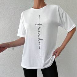 Shein Cottnline Letter Graphic Drop Shoulder Tee