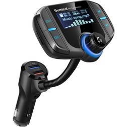 Sumind Upgraded Version Car Bluetooth FM Transmitter, Adapter Hands-free Kit