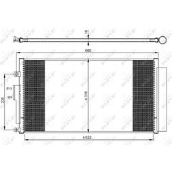 NRF 350071 Condensador Condensador de Aire Acondicionado, Condensador, aire acondicionado con secador, con junta tórica 12 9 Aluminio 620