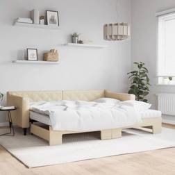 vidaXL Letto Estraibile Con Materassi Crema 90x200 cm Divano 223cm