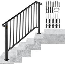 VEVOR Handrails for Outdoor Steps, Fit 4 or 5 Steps Outdoor Stair Railing, Picket#4 Wrought Iron Handrail, Flexible Porch Railing, Black Transitional