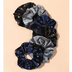 Shein Velvet Gold Star Hair Scrunchies Set 6 Pcs