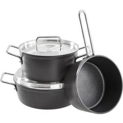 Fissler Adamant Aluminium Kastrullset 3 Delar Med Metalllock Non-Stick Set med lock