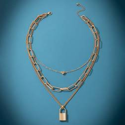 Shein ROMWE 1pc Lock Charm Layered Necklace