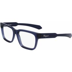 Ferragamo SF 2941 456 Blue Size Frame Only Blue Light Block Available Transparent Dark Blue