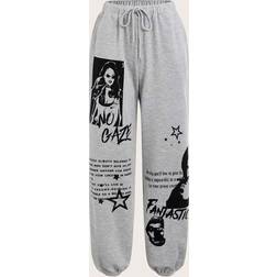 Shein EZwear Slogan & Figure Graphic Drawstring Waist Sweatpants