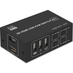 Nordic KVM Switch 4 PC 1xHDMI 8K60Hz 4xUSB HDCP 2.2
