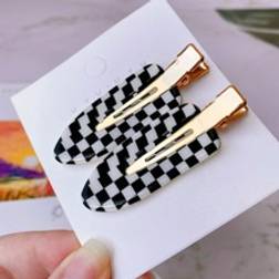 Shein 2pcs Women Checkered Pattern Alligator Hair Clip