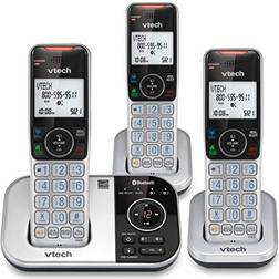 Vtech VTECH VS112-3 DECT 6.0 Bluetooth 3 Handset Cordless Phone for Home with Answering Machine, Call Blocking, Caller ID, Intercom and Connect to Cell Silver & Black