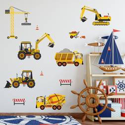 Shein Engineering Vehicle Print Wall Sticker 2pcs