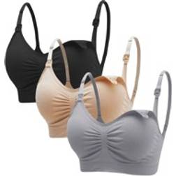 Shein Maternity 3pack Ruched Seamless Bra For Mother