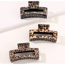 Shein 3pcs Leopard Print Hair Claw For Daily Casual Outing Wear Boho