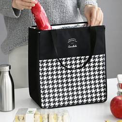 Shein 1pc Houndstooth & Letter Graphic Lunch Bag, Cute Polyester Portable Lunch Bag For Student And Picnic