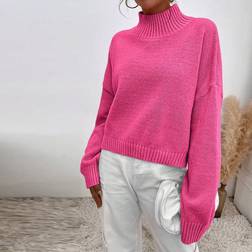 Shein High Neck Drop Shoulder Sweater