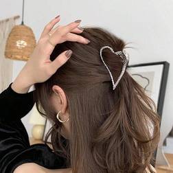Shein Silver Metallic Heart Design Hair Claw