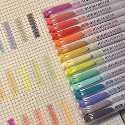Shein 15pcs Double Ended Highlighters Dual Tip Mild Color Fluorescent Marker Pen