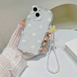 Shein Summer Apple Daisy Floral Clear Phone Case