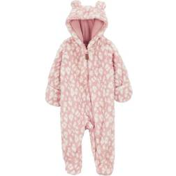 Carter's Baby Leopard Sherpa Jumpsuit - Pink